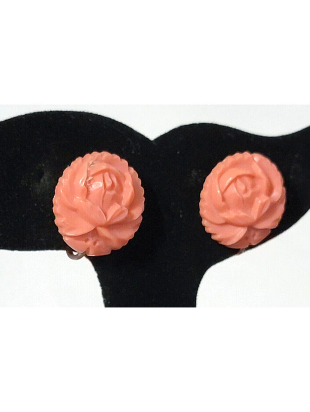 Vintage Salmon Pink Molded Plastic Mid-century Flower Screw-back Round sb-6